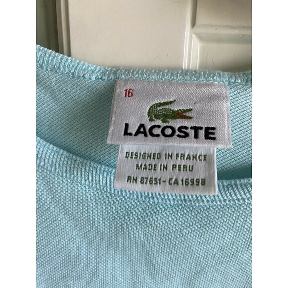 Lacoste Girl’s 16 Mint Green Short Sleeve Top - Picture 2 of 3